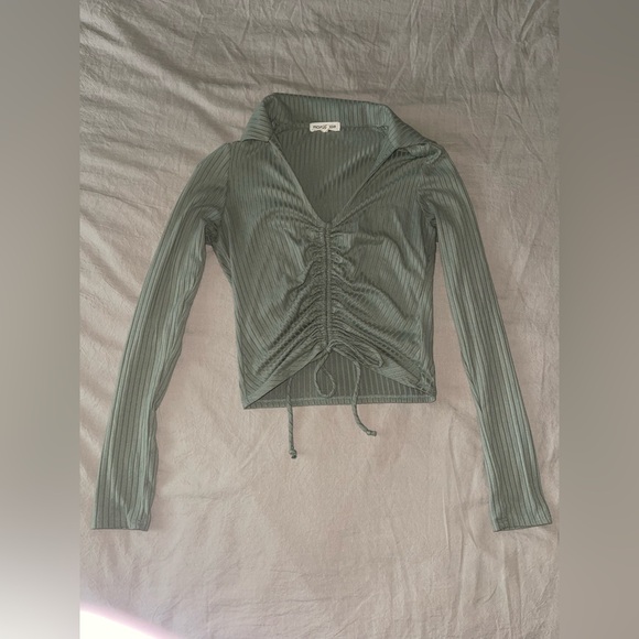 Moa Moa Olive Ruched Top - Picture 1 of 1
